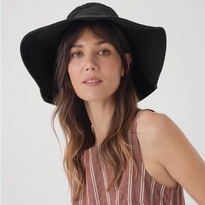 NWT Pact Black Cotton Wide-Brim Hat
